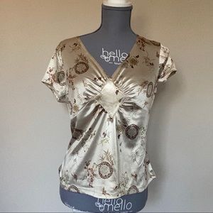 Silky Aqua Blues Printed Blouse